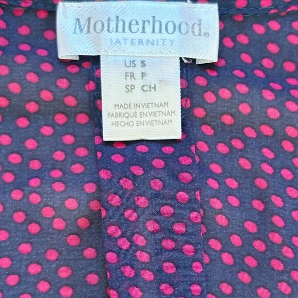 Motherhood Maternity Polka Dot Blouse and Tank Liner Womens Size Small Navy Pink - Picture 8 of 10